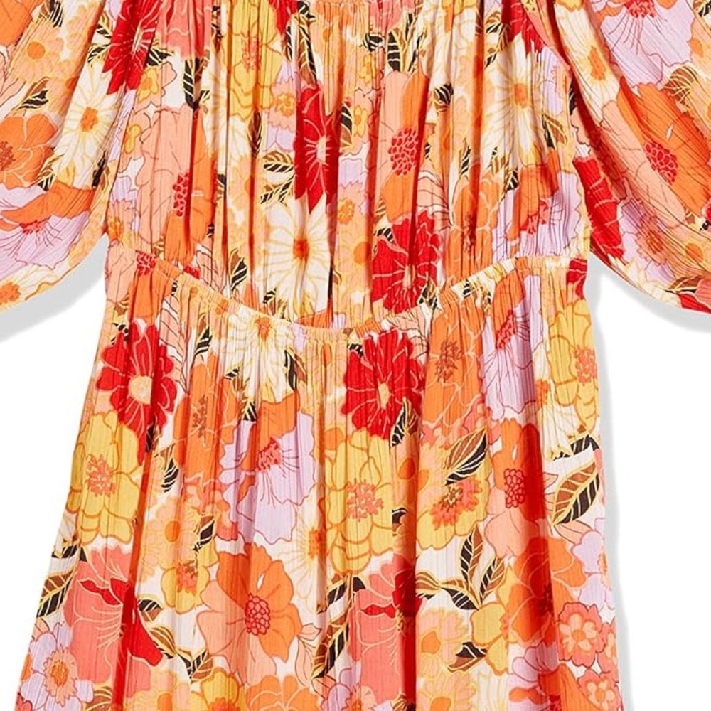 Billabong Girls' Bright Floral Love Sugar Coral Mini Boho Dress Size Medium NWT - Picture 3 of 13